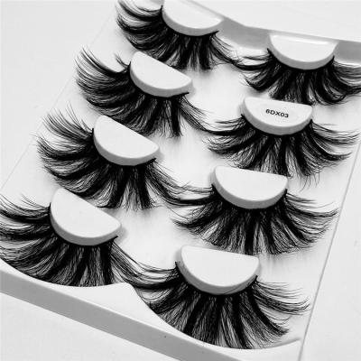 China Best Selling Natural Soft Synthetic Lashes 25mm Faux Silk Mink Eyelashes 3D Eyelash 4 Pairs Pack With Sticker Custom Logo for sale