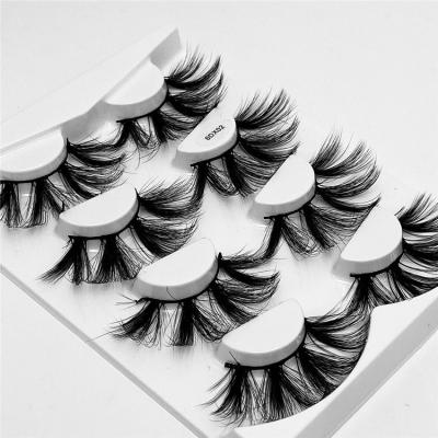 China Factory Natural Soft Sales 4 Pairs False Mink Eyelashes Set 25mm Unique Lashes Makeup Custom Wholesale Private Label Silk Eyelash for sale