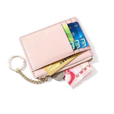 China Fashion Factory Outlet Business Card Holder Leather Credit Card Holder Chain Key Holder For Women Men for sale