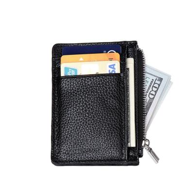 China Slim Wallet Men Waterproof Blocking Luxury Leather Wallet With Zipper Coin Purse Black Credit Card Holder for sale