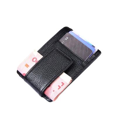 China Fashion Men Black Slim Card Holder Genuine Leather RFID Blocking ID Card Holder for Men and Women for sale