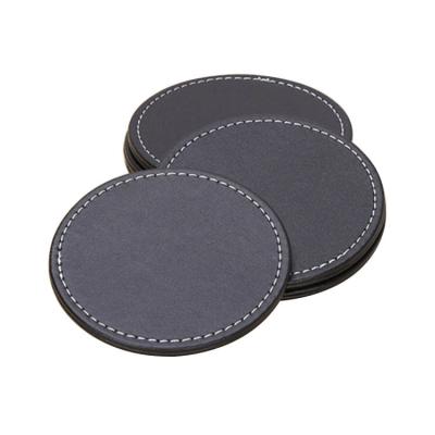 China Custom Sustainable Logp Mat Coaster Promotion Gift Round PU Leather Teacup Leather Trim Coffee Coasters Set for sale