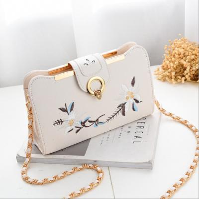 China Fashion Fashion Embroidered Women's Handbag Korean PU Leather Ladies Small Square Messenger Bag Tote Bag Wallet Shoulder Bag for sale