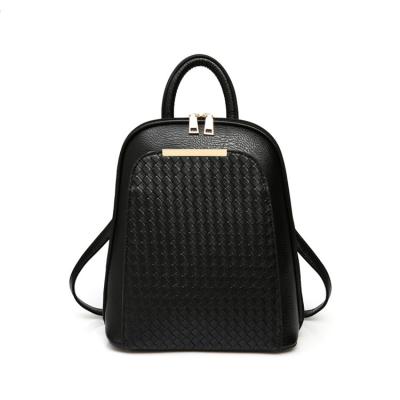 China Wholesale And Custom Waterproof PU Leather Woman Weave Designed Backpacks for sale