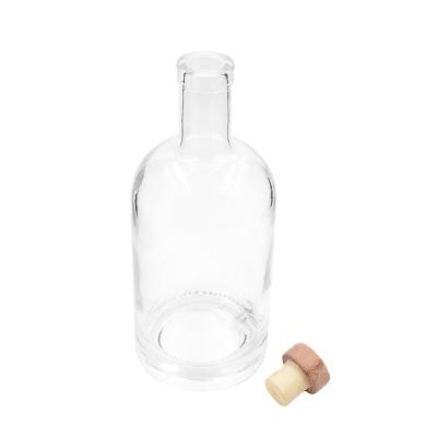 China Eco-friendly Recyclable Customize OEM Logo 770ml Transparent Whiskey Liquor Glass Wine Bottle With Cork for sale