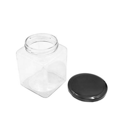 China Wholesale Empty 500ml Recyclable Clear RTS In Stock Glass Sweet Honey Jar For Cook With Metal Cap for sale