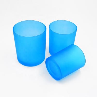 China High Qiality RTS 220ml 310ml 460ml Matte Blue Scent Wax Round Bottle Aromatherapy Candles Jar For Wedding for sale