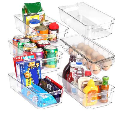 China Six-Piece Sustainable Suit Refrigerator Storage Box Plastic Stackable Bins PET Transparent Fridge Drawer Organizer for sale