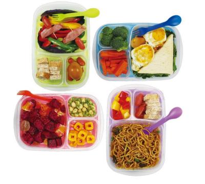 China Freshness Preservation Disposable Biodegradable Plastic Bpa Free 3 Compartment Bento Lunch Box Food Containers for sale