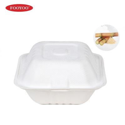 China Good Quality Microwavable Waterproof Biodegradable Sugarcane Bagasse Pulp Take Out Lunch Box Food Container for sale