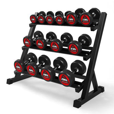 China Eco-friendly 1100 Pounds Weigh Capacity 3 Row Dumbbell Rack Rack Home Gym Weight Rack Only For Dumbbells for sale