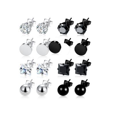 China TRENDY big price earring set zirconia ball stainless steel earrings silver black durable and fashionable earrings for sale