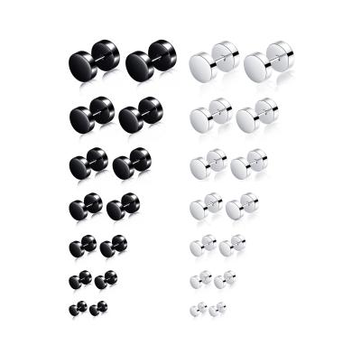 China Fashionable new product earring set unique black and silver barbell shape cartilage stainless steel earring set for sale