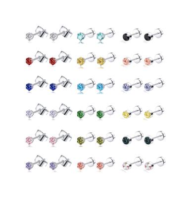 China FASHIONABLE Multicolor Stainless Steel CZ Stud Earrings Set Cartilage Helix Piercing Earrings Set Screwback For Women for sale