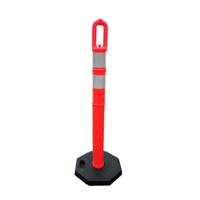 China Warning Bollard Top Post Warning Reflective Flexible Plastic Post Drafter Pole Bollard Plastic Tee Top Traffic Modern Red 110Cm for sale