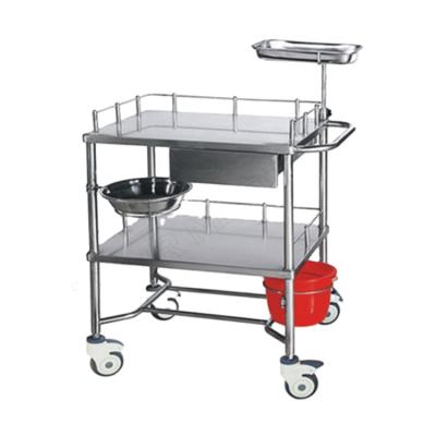 China Durable Factory Price 304 Stainless Steel Frame Dressing And Change Medicine Cart Medicine Trolley Nursing Cart With 4 Quiet Wheels for sale