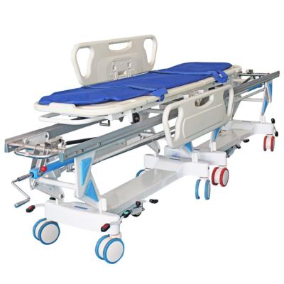 China Hot Sale 2 Sets Height Adjustable Connection Hospital Emergency Transport Stretcher Medical Bed For Transfer Patient for sale