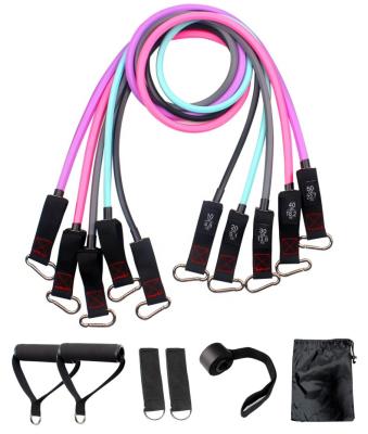 China Fitness Fitness Light Medium Heavy Custom With Handle Latex OR Loop Printed Band Resistance Bands Set 11pc for sale