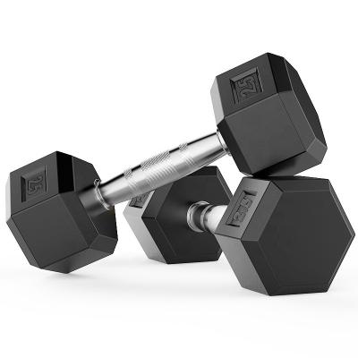 China Commercial Fitness Gym Use Dumbbell High Quality Rubber Cast Hex Hex Dumbbell 5kg 10kg15kg 30kg Hex Dumbbell for sale