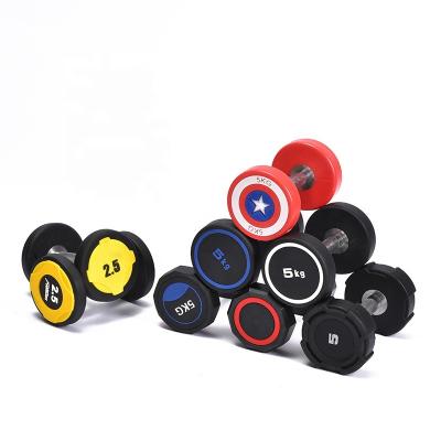 China Home Use Rubber Coated Cross Dumbbell Custom Logo Round Fit or Rubber Hex Dumbbell Weightlifting Gym Equipment for sale