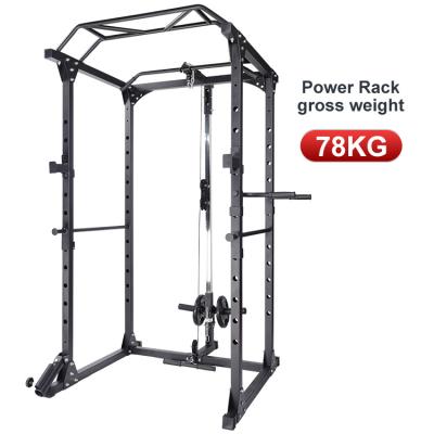 China Universal Gym Fitness Equipment Multifunctional Adjustable Barbell Power Rack Squat Cage with LAT Pull Down and 360 Landmine for sale