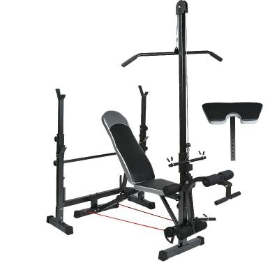 China Weightlifting Fitness Equipment Pull Up Multiplayer Squat Rack Multifunctional Foldable Bed Press Bench With Pulley for sale