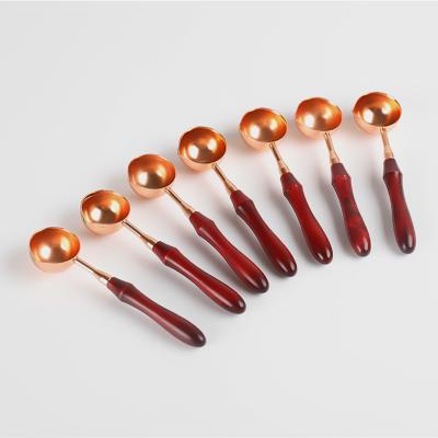 China Big Handle Mahogany Wax Seal Spoon and Seal Stamp Decoration Metal Premium Cast Iron Spoon for sale