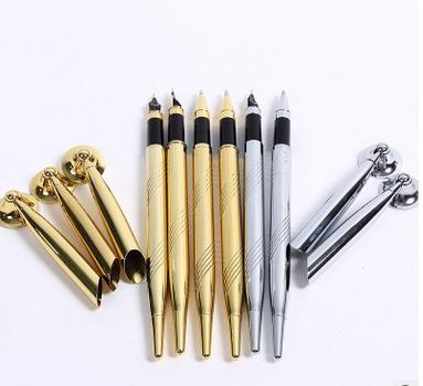 China Promotional pen one pair set silver and gold metal pen with pen holder pen rest for sale