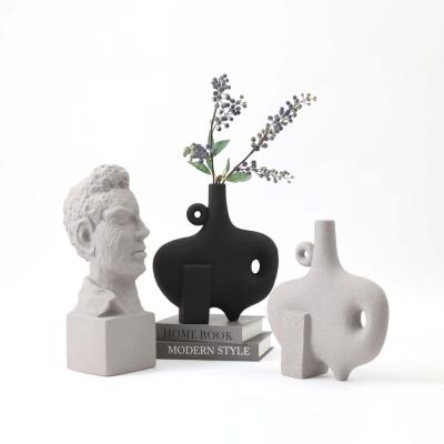 China Art Decor High Quality Matte Style European Ceramic Luxury Brand Bilateral Vase for Desktop Flower Arrangement for sale