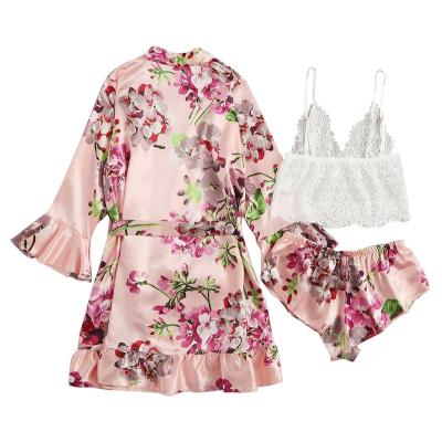 China QUICK DRY Women's Nightwear Printing Sleepwear Girl's Sexy Tencel Sleepwear Set Transparent Sexy Women Sleepwear for sale