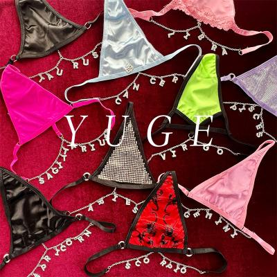 China Low Rise Women's Zodiac Signs Panties Breathable Sexy Rhinestone Panty Clips Underwear for sale