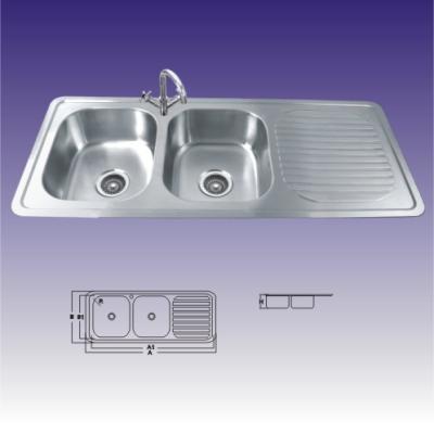 China American Standard Stainless Steel Kitchen Sinks Undermount , Double Bowl 380X320 for sale