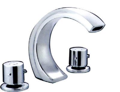 China Chrome Polished Double Rotated Handle Mixer Taps Brass For Baths for sale