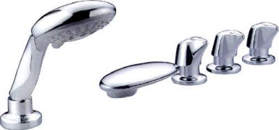 China Chrome Polished Bathtub Mixer Taps , Three Handle Pull Out Shower Faucet for sale