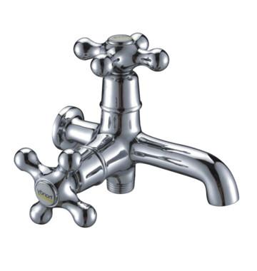 China Wall-Mounted 2 Cross Handle Washer Taps , Single Hole Ceramic Cartridge Lavatory Faucet for sale