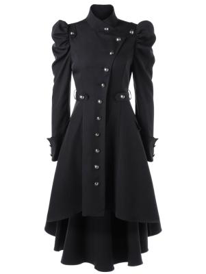 China Asymmetrical Women Steampunk Gothic Winter Coats Hat Cosplay Long Sleeve Jacket Costume Medieval Noble Princess Black Cloak Court Outwear for sale