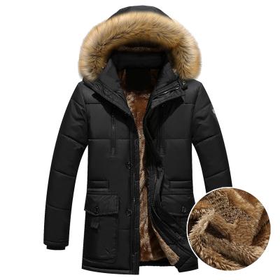 China Breathable Thick Warm Parka Men Shearling Fur Hood Men Winter Jacket Men's Long Mid-Length Military Cargo Overcoat for sale