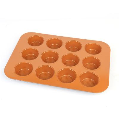 China Sustainable Carbon Steel Muffin Pan 12 Cup Muffin Baking Pan 12 Cup Cake Bakeware for sale