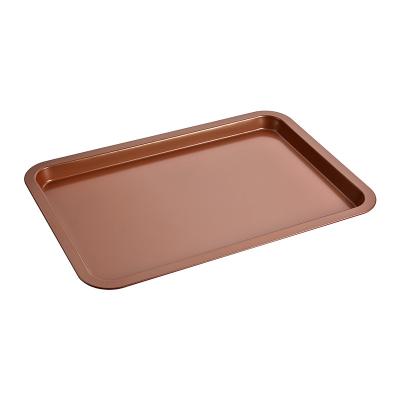 China Sustainable Popular Non-Stick Gold Carbon Steel Amazon Biscuit Bakeware Rectangular Mold Tray Baking Tools for sale