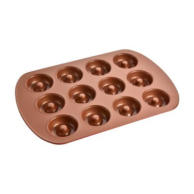 China Top Selling Viable 12 Cavity Non-Stick Donut Making Tray Mini Pan Baking Pans Home Bread Bake Making Tools for sale