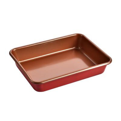 China Amazon Biscuit Bakeware 9 Inch Sustainable Popular Nonstick Gold Carbon Steel Rectangular Mold Tray Baking Tools for sale