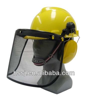 China Multi-helmet matchable CE standard safety helmet with face shield and wire mesh earmuffs for sale