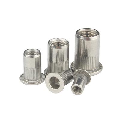 China Heavy Industry Manufacturers Wholesale 304 Stainless Steel Flat Head Knurled Rivet Nuts for sale