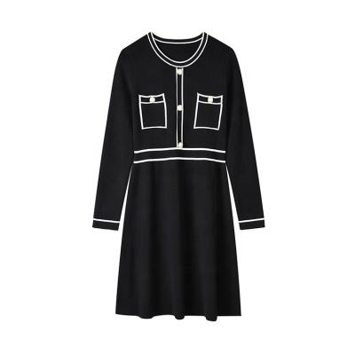 China Anti-Wrinkle Custom Spring And Autumn Slim Midi Fashion New Casual Knit Sweater Dresses For Women for sale