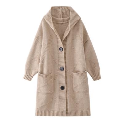 China 2022 Wholesale Custom Anti-Wrinkle Custom Long Hooded Casual Knitted Cardigans Women's Sweater Coat for sale