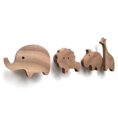 China Best Viable Sale Wooden Cute Animal Wall Hook For Decorative Kids Bag Clothes Hanging Wall Mounted Coat Racks for sale