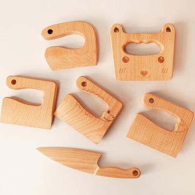 China Wholesale Children's Toys Factory Kitchen Cooking And Kids Safe Cut Wooden Knife for sale