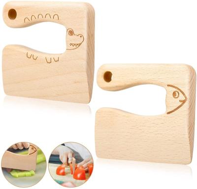 China Children's Solid Wooden Children's Toys Unisex 5 To 7 Years Old Handmade Kitchen Toys Food Wooden Knife for sale