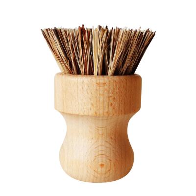 China Sustainable Zero Waste Eco-friendly Wooden Cleaning Scrubber Sweep Reusable Sisal Bamboo Wooden Dish Kitchen Cleaning Brush for sale