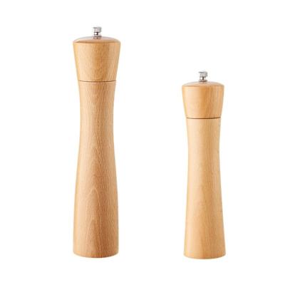 China 10 Inch Viable Natural Beech Good Quality Wooden Pepper Grinder for sale